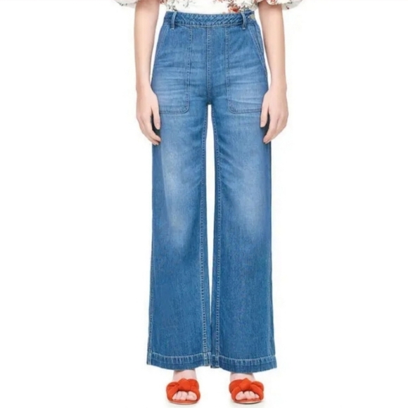 La Vie Rebecca Taylor | Drapey Wide Leg Trouser Jeans Size 27 - Picture 1 of 12